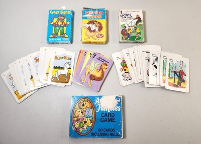 Vintage Lot of Games 60s-90s Critter Cards Ed-u-Cards Crazy 8's Whitman Post...