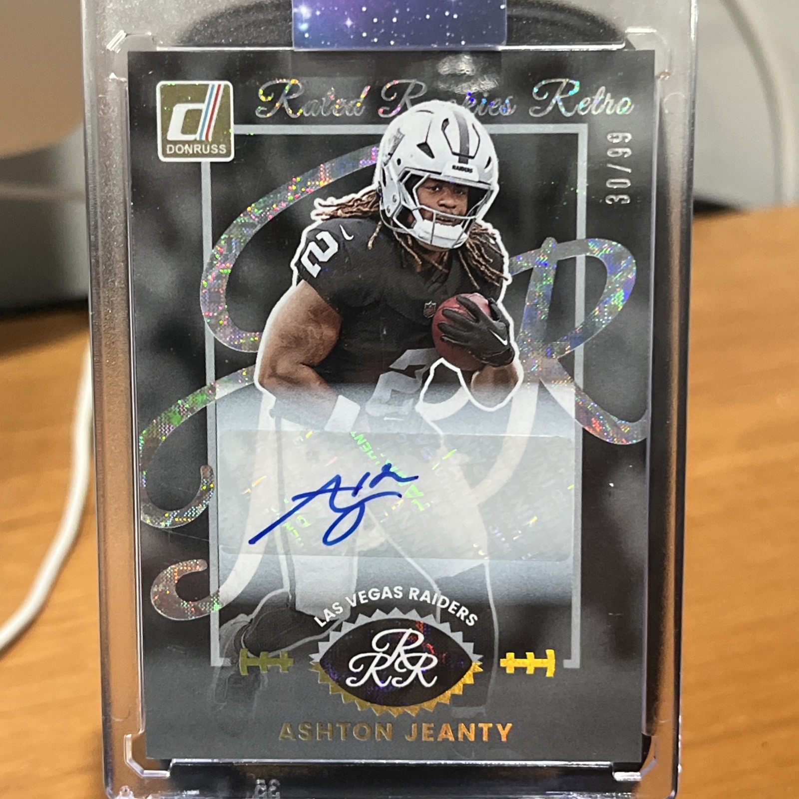 2025 Donruss Ashton Jeanty Rated Rookie Retro #10 Auto /99 Raiders