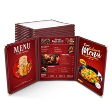 WeChef 30 Pack Restaurant Menu Covers 8.5 x 11 Triple Fold 3 Pages 6 Views