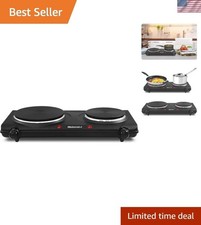 Compact 1500W Cast Iron Hot Plate with Adjustable Temp for Effortless Cooking