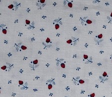 VIP Cranston Print Works Floral Cotton Fabric - Creamy White/Red/Lt Blue - 6 Yds