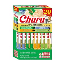 Churu Cat Treats, Lickable Creamy Pur e, 20 Tubes, Tuna  Chicken Variety
