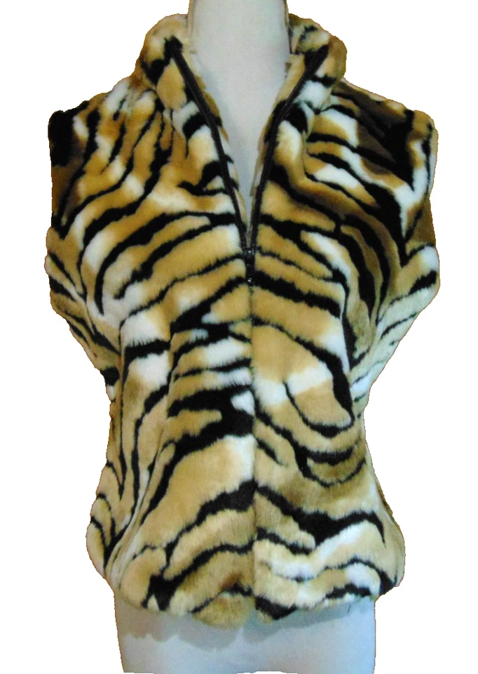 CEJON MUJER IMITACIÓN PIEL DE TIGRE CHALECO ANIMAL PRINT FELPA EXTRA SUAVE ESPECTACULAR TOP~S Foto 2 de 4