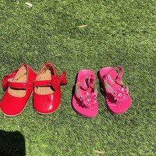 Girls Shoe Lot Red Mary Jane Dress Shoes Pink Light-Up Sandals Size 4-5