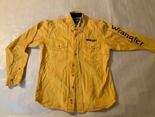 VTG Wrangler Button Up youth Large 14/16 Shirt Bright Yellow Western Long Sleeve