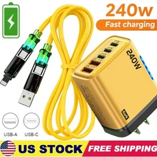 240W Super Fast USB-C Wall Charger 5-Port (PD+QC3.0) For Samsung iPhone Android