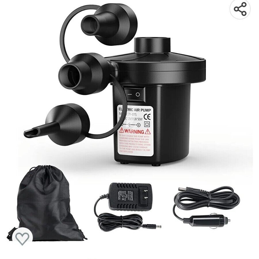 Electric Air Pump for Inflatables,Portable Quick-Fill Air Pump with 3 ...