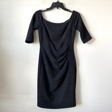 Eliza J Sparkle Knit Off The Shoulder Sheath Dress Black 6