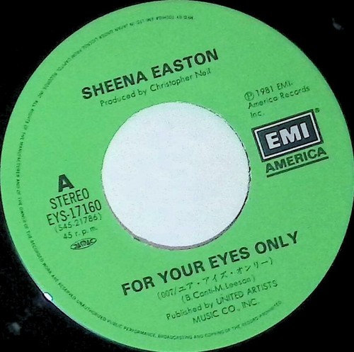 Sheena Easton - For Your Eyes Only 7" Vinyl EMS-17171 EMI Japan 1981 Bond Theme - Bild 3 von 4