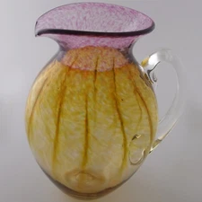 FINE British Studio Art Glass Pitcher Jeff Walker Robin Smith — Signed & Dated