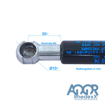 RhedexX Gasfeder Ersatz Für Stabilus Liftomat 2639NQ – 445 Mm Länge, 180 Mm Hub, 200 N (20 Kg), M6 Kugelpfanne, Wartungsfrei
