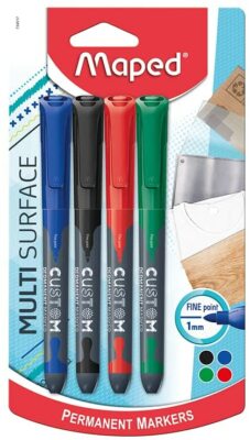 Maped 734517 Permanent Marker Pens, Assorted Colours - Pack of 4