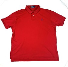 Polo Ralph Lauren Men s XL Red Short Sleeve Polo Navy Pony 100 Cotton Preppy