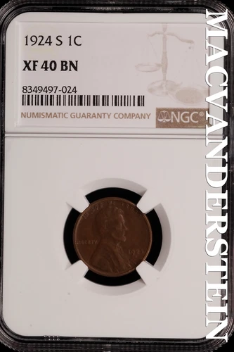 1924-S Lincoln Wheat Cent - NGC XF 40 BN - Scarce  No Reserve  #SLH124