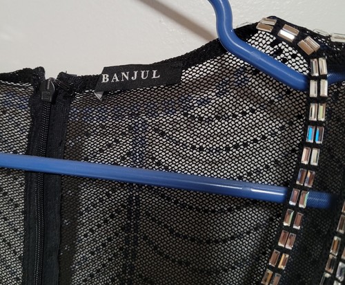 Banjul Black Mesh Rhinestones Detail Bodysuit Size 2X - Picture 4 of 10