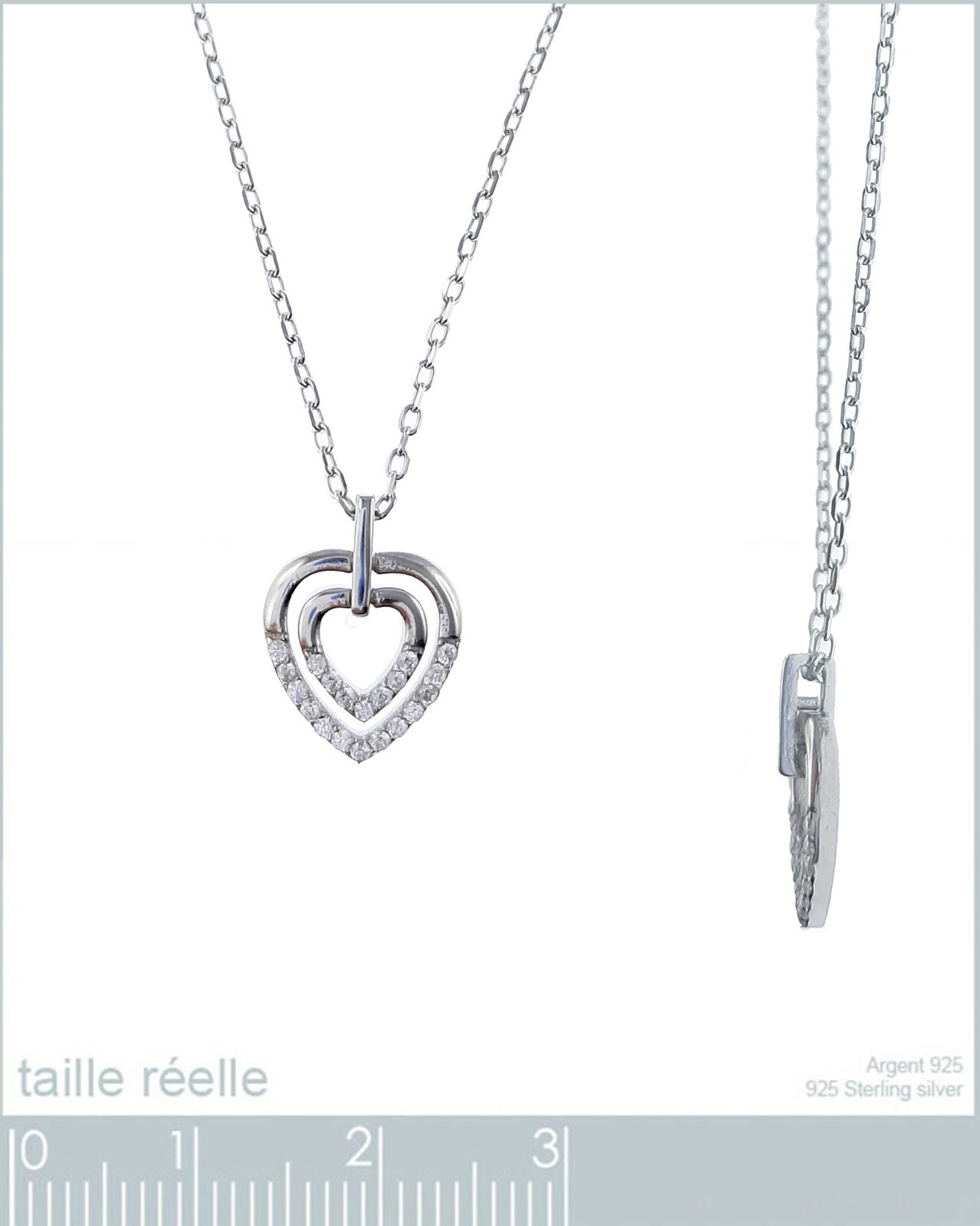 Collier Aéropostale AMOUR – Argenté, Zircone Cubique, Neuf Avec étiquette