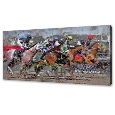 Pferderennen Jockeys Leinwand Kunstdruck Tiere Wand hängen Handarbeit Wohnkultur