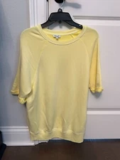 Splendid Women's Yellow Short Sleeve Sweatshirt Top Size L large