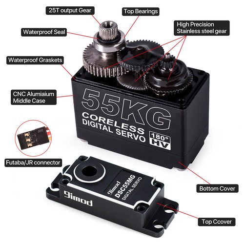 9imod 55kg Coreless Servo High Torque Metal Gear Magnetsensor für 1/10 RC Auto - Bild 3 von 15
