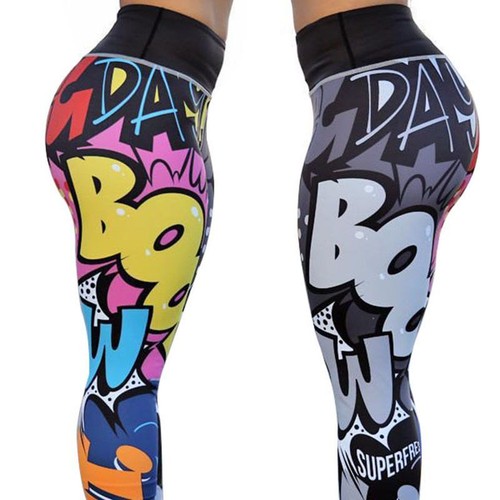 Leggings donna stampa digitale allenamento vita alta push up pantaloni fitness allungati - Foto 5 di 12