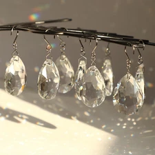 10Pcs 38Mm Crystal Suncatcher, Hanging Clear Teardrops Crystals Chandelier Parts