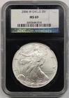 2006-W Burnished American Silver Eagle $1 MS 69 NGC Black Retro Slab
