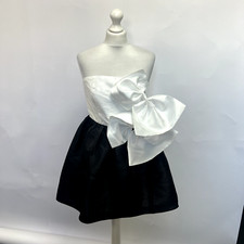 Anthropologie Mare Mare Strapless Double-Bow Mini Dress. Black/White. Medium