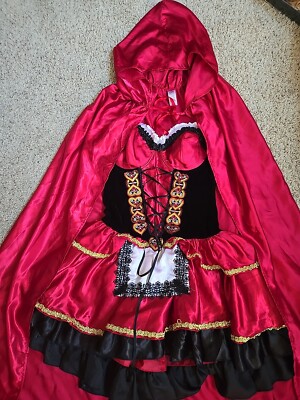 little red riding hood costume black dress LUXE RED RIDING HOOD DRESS & CAPE SET 6 main image 1