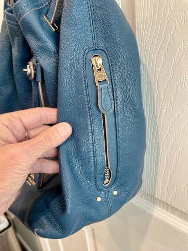 Coach Schultertasche Leder blau Pebbled Drehverschluss Tie Bucket 34988 2015 selten ** - Bild 4 von 20