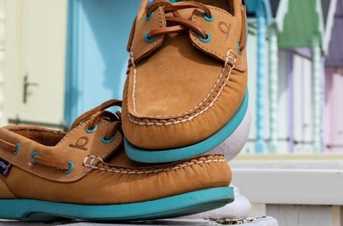 Chatham Pippa II G2 Leather Boat Shoe Tan Turquoise - Picture 10 of 12