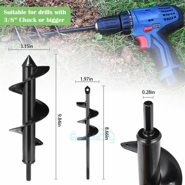 Broca De Barrena Para Jardín BeneLabel - 41x4.1cm Y 41x8.9cm - Ideal Para Plantar, Postes Y Mezclar Tierra