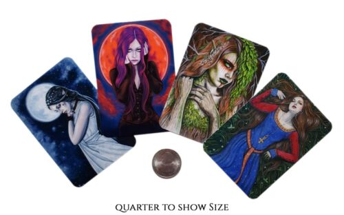 ACEO LE PRINTS Angels Tattoos Colors Gothic Grayscale Black Gray White Wings - Picture 3 of 7