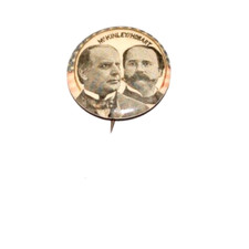1896 WILLIAM MCKINLEY GARRET HOBART jugate pinback button pin badge president