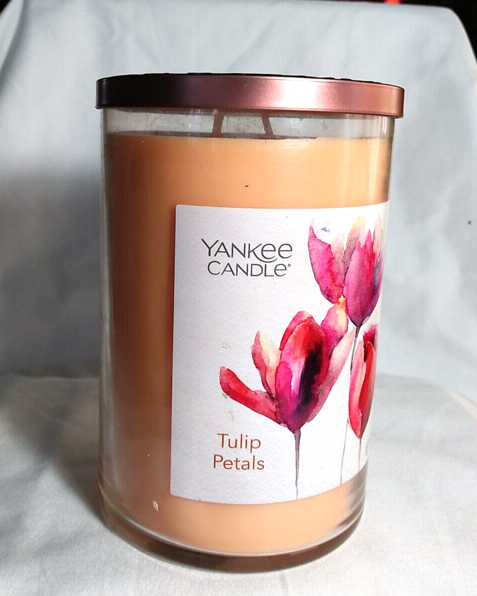 NEW YANKEE CANDLE TULIP PETALS 2 WICK 22 OZ WHITE LABEL TUMBLER eBay