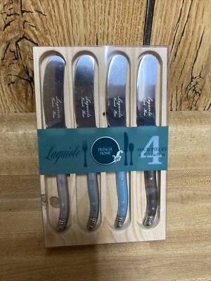 Set Of 4 FRENCH HOME Laguiole Spreaders Silver/Blue/Black New