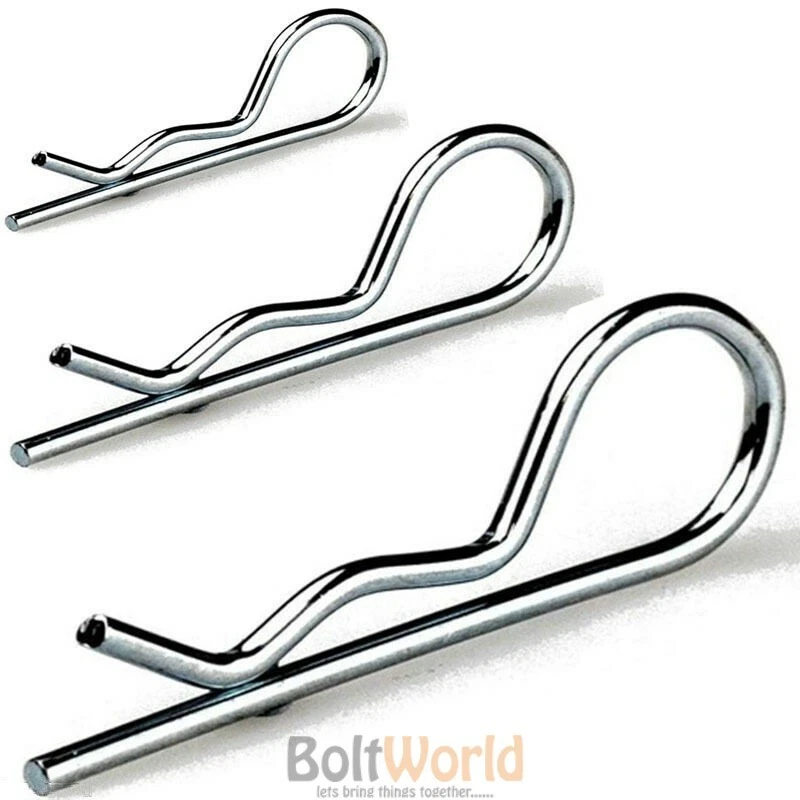 BOLT WORLD R CLIPS RETAINING PINS SPING CLIPS COTTER PINS HAIR PIN LYNCH BRIGHT ZINC PLATED