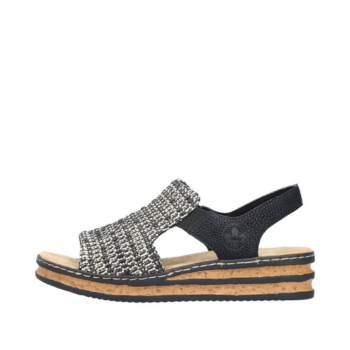 Rieker Sandalia Para Dama Zapatos Negro Beige 62971 - Imagen 5 de 11