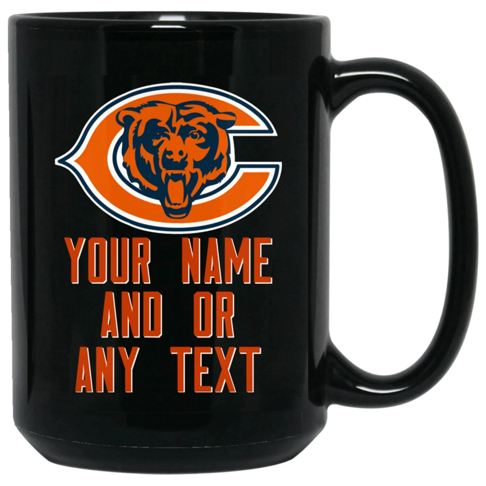 Custom Personalized Chicago Bears Black Ceramic Coffee Mug Cup