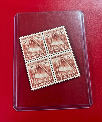 CUATRO SELLOS DE 3 CENTAVOS DE FRANQUEO DE EE. UU. 1848-1948 FORT BLISS CENTENARIO - Imagen 1 de 2