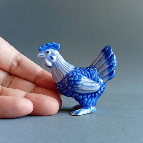 Ceramic Figurine Miniatures Animal Decor delft blue Chicken Farm Animal Decor - Picture 2 of 7