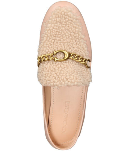COACH Womens HELENA Loafer Leather Shearling C Chain Flats Pale Blush US 8.5 - Picture 3 of 13