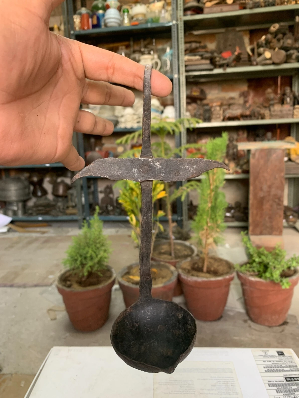 Antique Hand Forged Indian Kitchenware Curry Sauce Spoon Ladle W/ Carved Handle
Opens in a new windo