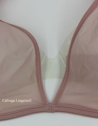 Reggiseno a tuffo triangolo coppa morbida Calvin Klein QF6727 Sheer Marquisette", blush nuovo con etichette - Foto 2 di 9