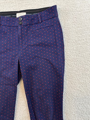 Pantalón Anthropologie Mujer Talla 4 (30x26) Essential Slim Azul Oscuro Rojo Círculos - Imagen 4 de 13