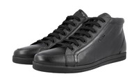 Prada Saffiano HIGH-TOP Sneaker Schuhe 3T5893 Schwarz Leder Neu 40,5 Uk 7.5