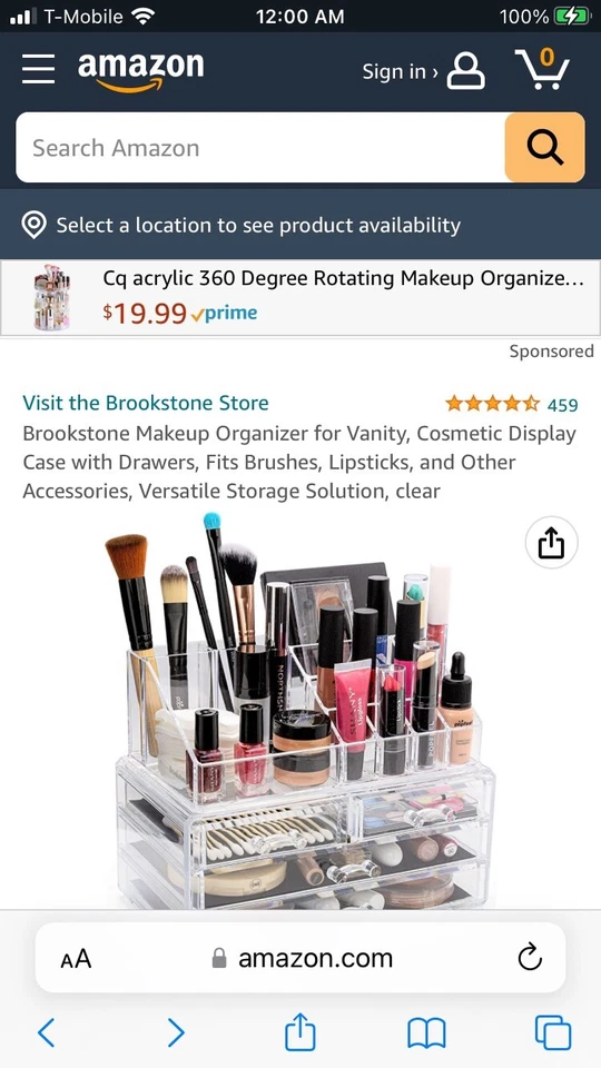 Organizador de maquiagem Brookstone para vaidade, vitrine cosmética com gavetas - Imagem 2 de 2