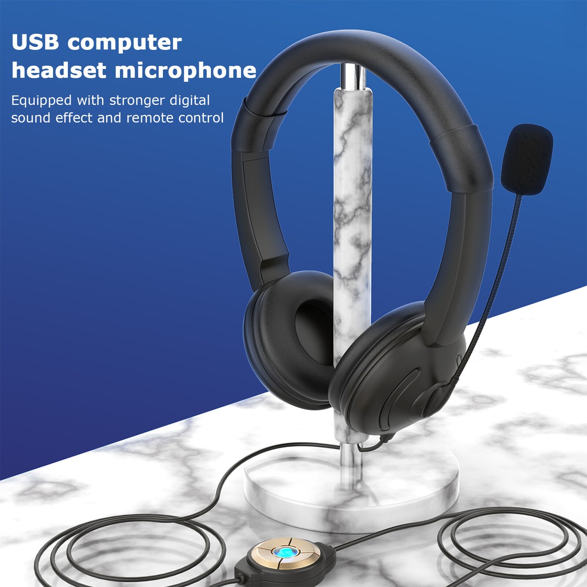Wired USB Headset Call Center Meeting Laptop Headphone Noise