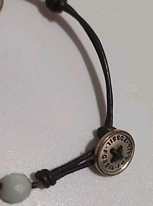 Pulsera FOSSIL Árbol de la Vida Marrón Dije Cuero Cordón Tono Plata Multi Hilo Foto 2 de 4