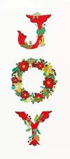 Papyrus Glitter Wreath JOY Christmas Holiday Greeting Card