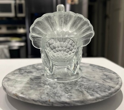 VTG L.E. Smith clear glass turkey candy dish with a lid-1940s - Picture 5 of 7